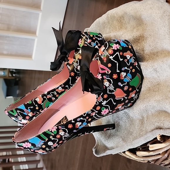Pinup Couture Shoes - Pinup Couture Dia de los murtos platform heels